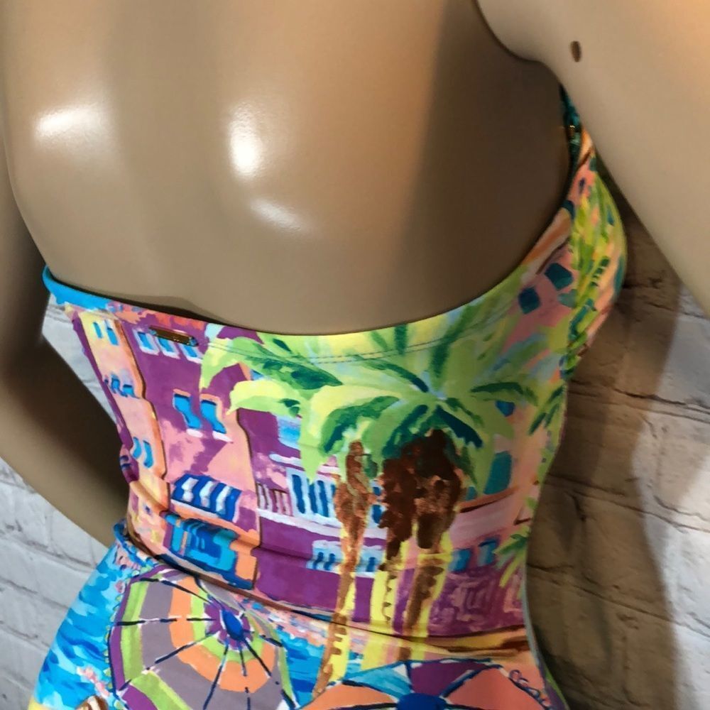 Anne Cole Beach Print 1 Piece Strapless Swimsuit S - Picture 12 of 16